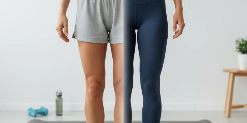 着圧レギンスを履いた脚。スッキリとしたシルエットがわかる写真。