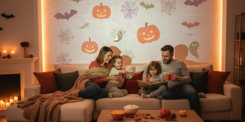 ハロウィン当日に作った、ドーナツとミニトマトでデコレーションされた子供向けの簡単ハロウィン料理。黒とオレンジの食用ペンでクモの巣とカボチャの顔を描き、クッキー型で抜いたパンやチーズも添えられています。