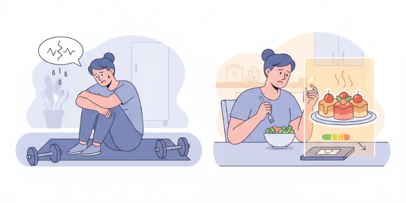 自宅でできるトレーニングと食事制限で3ヶ月で5kgの減量に成功したイラスト