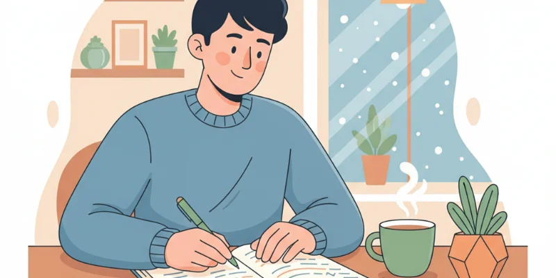 バスタイムの準備リストイラスト。チェックリストに沿って、アロマバスソルトや防水スピーカーなど、リラックスできるバスアイテムが描かれています。