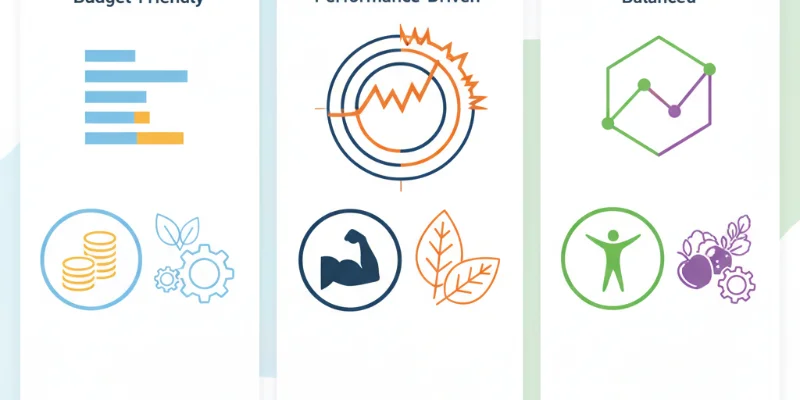 忙しいママが手軽に栄養補給できるサプリメントのイラスト。様々な種類のサプリメントと、笑顔の女性が描かれています。