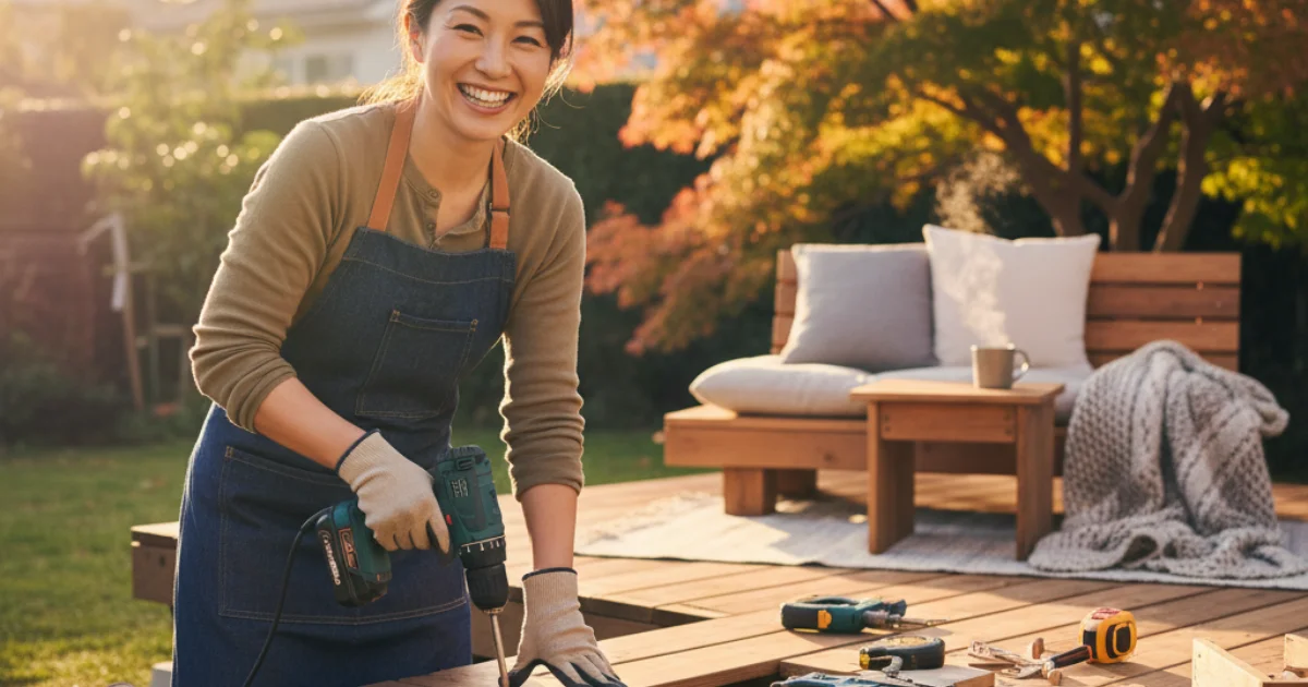 【主婦DIY体験談】初心者でも安心！ウッドデッキの作り方を徹底解説。秋の癒やし空間を手に入れるまで